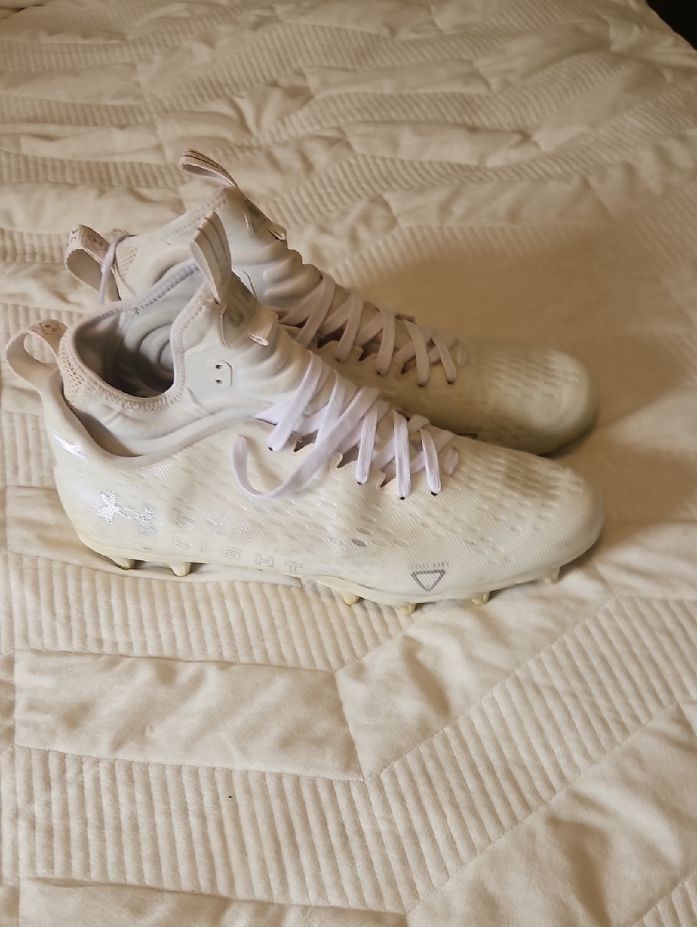 Under Armour All-White Football Cleats - High Ankle
